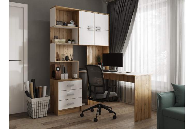 Компьютерный стол Ганор правый дуб вотан / белый-1