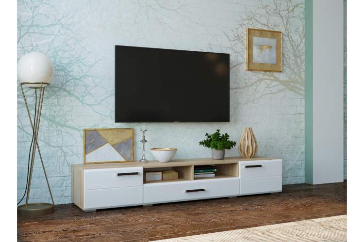 ТВ-тумба Иоги 2.0 сонома / белый глянец-1