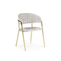 Стул на металлокаркасе Kamelia светло-серый / ткань золотые ножки
