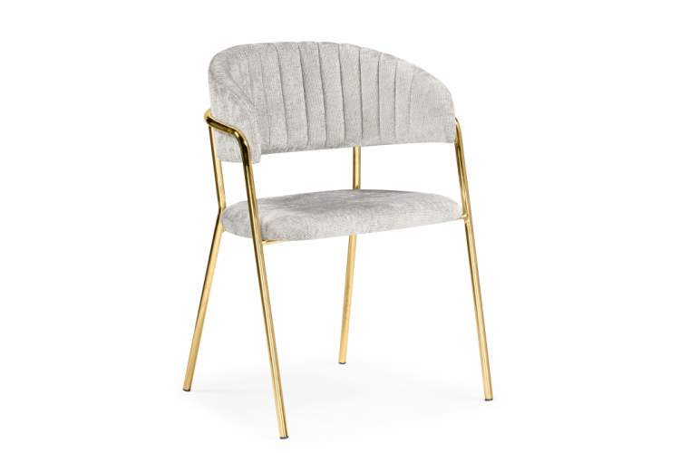 Стул на металлокаркасе Kamelia светло-серый / ткань золотые ножки