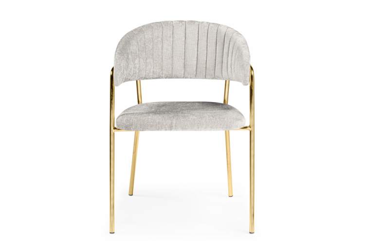 Стул на металлокаркасе Kamelia светло-серый / ткань золотые ножки-6