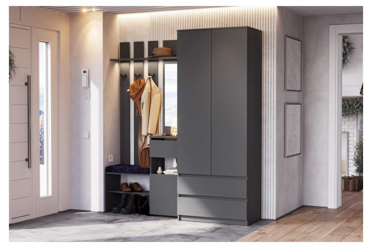 Шкаф Сибити двухстворчатый графит серый-1