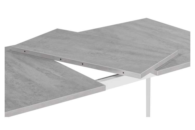 Стол деревянный раскладной Колон Лофт 120 25 мм бетон / белый матовый-6