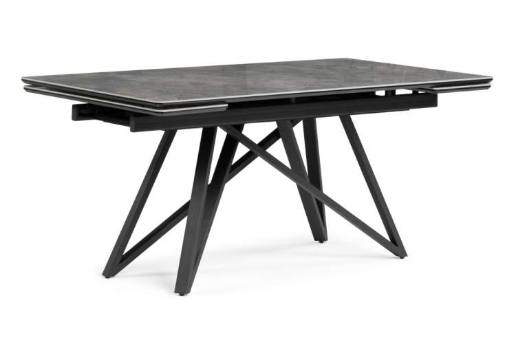 Керамический стол Вилсон 160(220)х89х75 серый мрамор baolai / черный