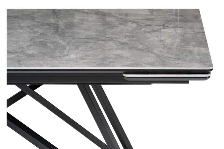 Керамический стол Вилсон 160(220)х89х75 серый мрамор baolai / черный-6