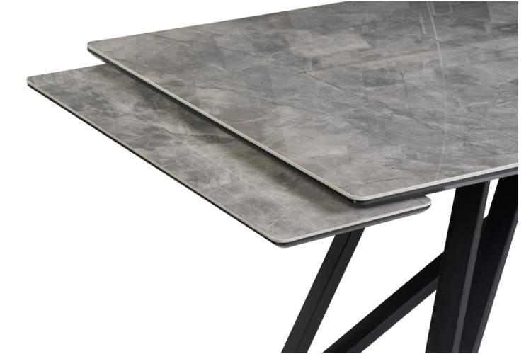 Керамический стол Вилсон 160(220)х89х75 серый мрамор baolai / черный-7