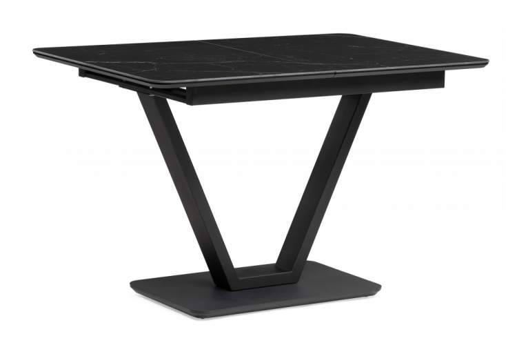 Керамический стол Бугун 120(160)х80х77 черный мрамор / черный