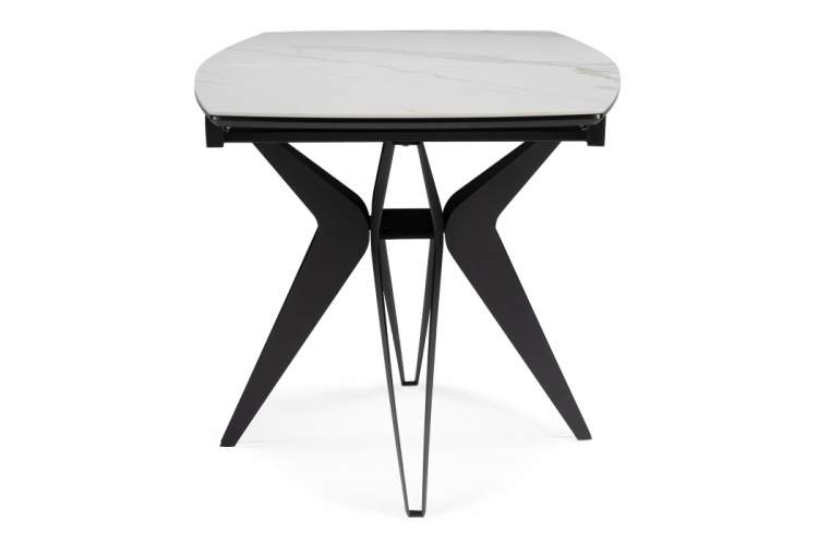 Керамический стол Риполь 160(205)х89 белый мрамор snow white / черный-10