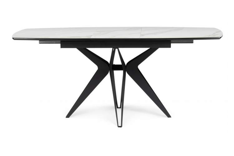 Керамический стол Риполь 160(205)х89 белый мрамор snow white / черный-13