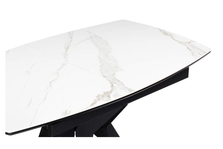 Керамический стол Риполь 160(205)х89 белый мрамор snow white / черный-14