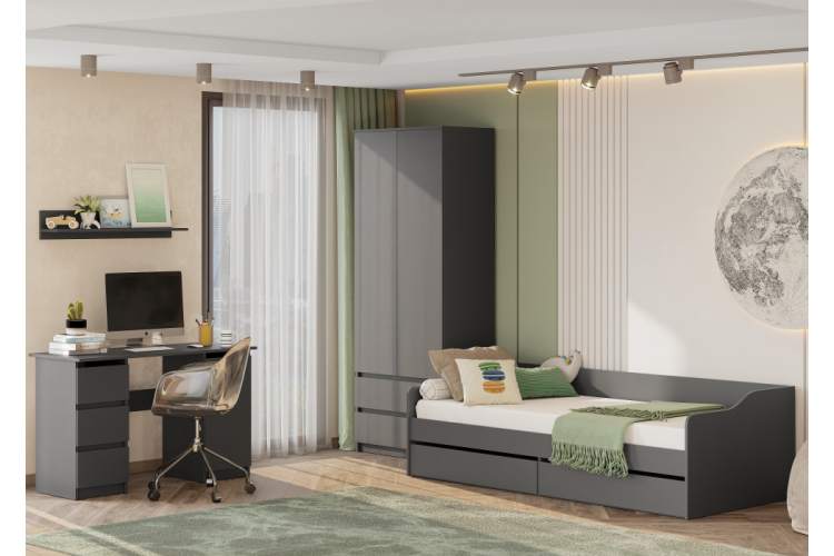 Шкаф Сибити двухстворчатый графит серый-2