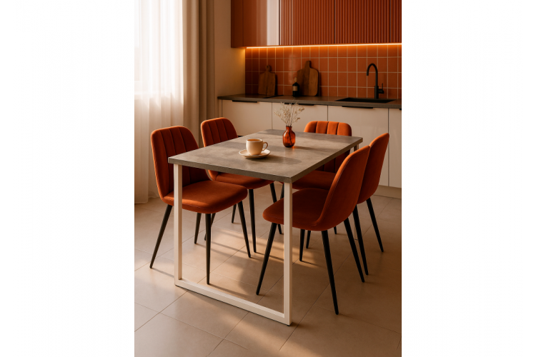 Стол деревянный Лиман 140 x 80 бетон светлый / белый матовый-1