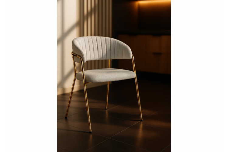 Стул на металлокаркасе Kamelia светло-серый / ткань золотые ножки-1