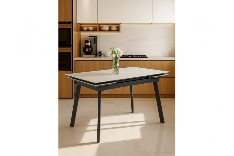 Керамический стол Норман 120(180)х80 carmen light grey / черный-1