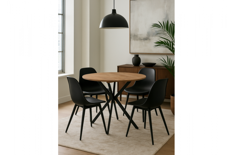 Стол деревянный Орион 90 / 130 дуб крафт золотой / черный матовый-1