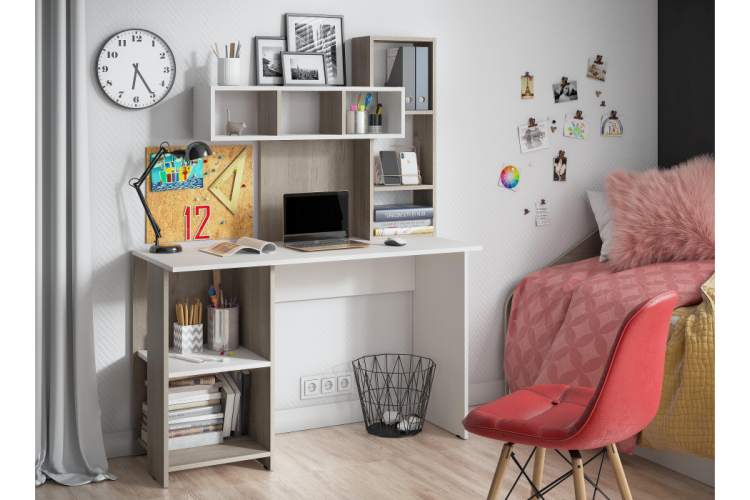 Компьютерный стол Эфес дуб крафт серый / белый-1