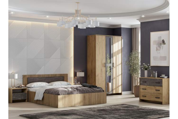 Комод Taika дуб золотой / камень темный-1