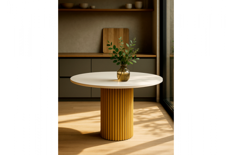 Стол деревянный Барел 100 белый / золото-1