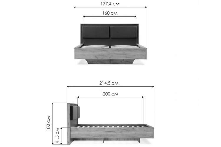 Кровать Клауд 160х200 парящая дуб крафт золотой / антрацит-1