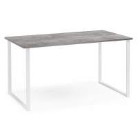 Стол деревянный Лиман 140 x 80 бетон светлый / белый матовый