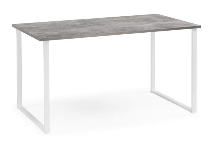 Стол деревянный Лиман 140 x 80 бетон светлый / белый матовый