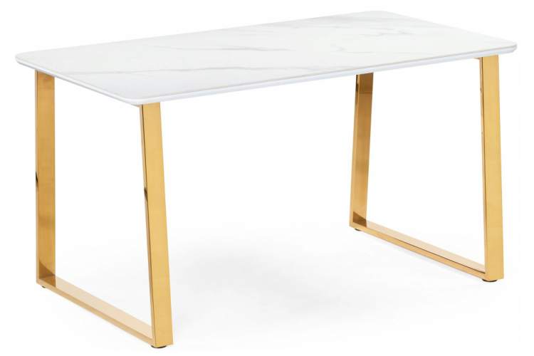 Керамический стол Селена 2 160х90х77 белый мрамор / золото