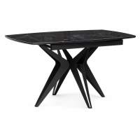 Стол стеклянный Риполь 140(180)х80 черный мрамор / черный