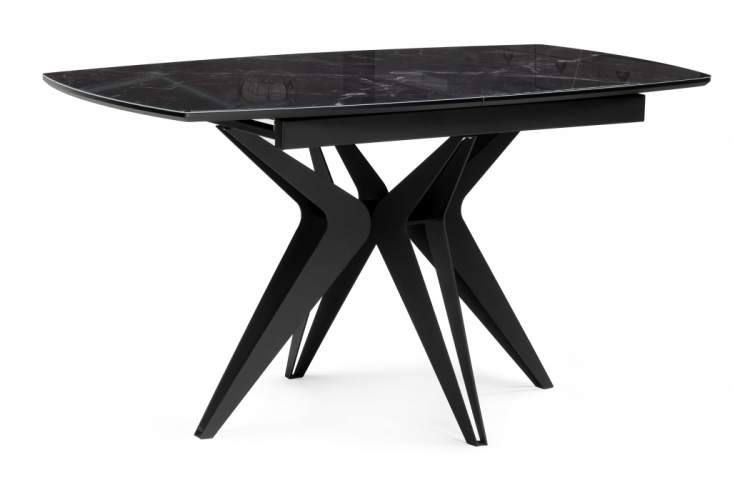 Стол стеклянный Риполь 140(180)х80 черный мрамор / черный