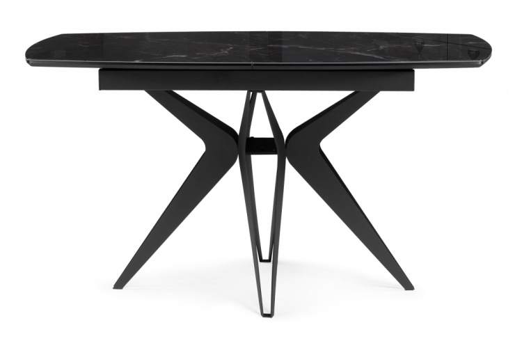 Стол стеклянный Риполь 140(180)х80 черный мрамор / черный-6