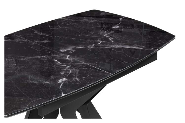 Стол стеклянный Риполь 140(180)х80 черный мрамор / черный-11
