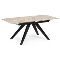 Керамический стол Морсби 140(200)х80х80 butterfly onyx beige / черный