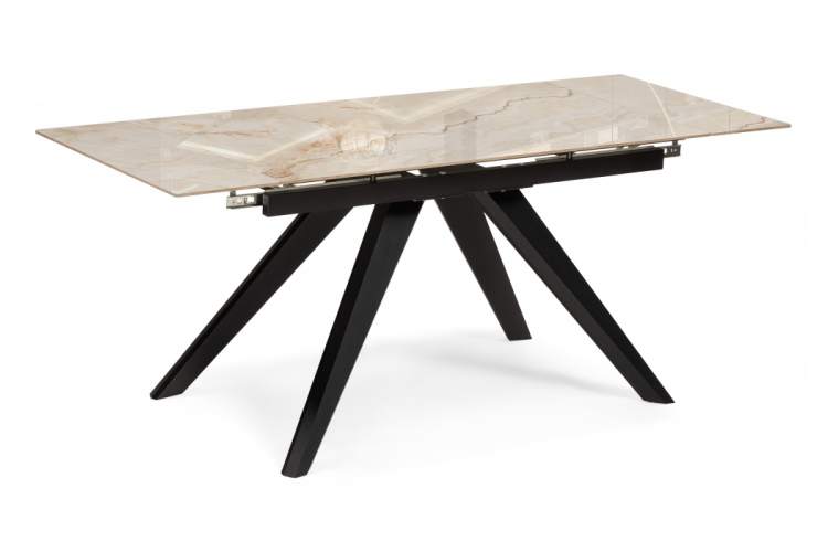 Керамический стол Морсби 140(200)х80х80 butterfly onyx beige / черный