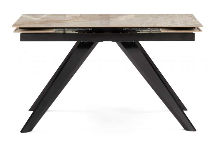 Керамический стол Морсби 140(200)х80х80 butterfly onyx beige / черный-2