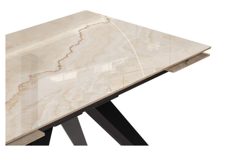 Керамический стол Морсби 140(200)х80х80 butterfly onyx beige / черный-5