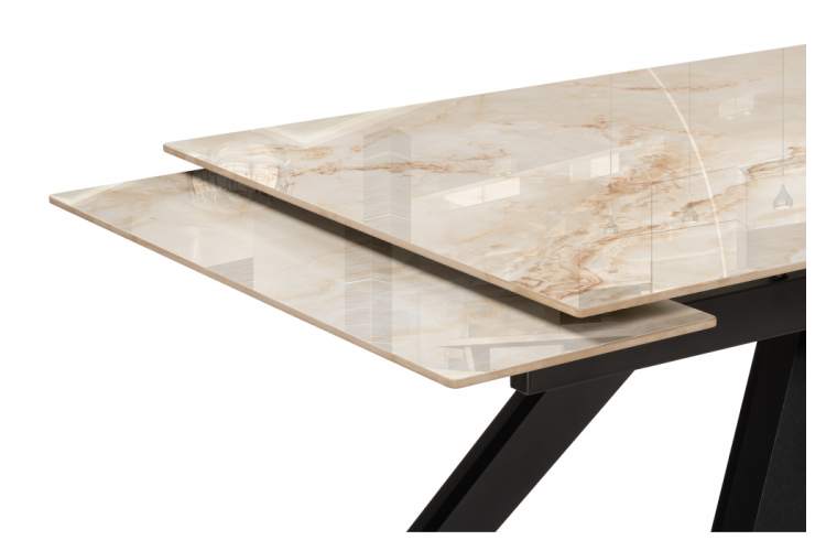 Керамический стол Морсби 140(200)х80х80 butterfly onyx beige / черный-6