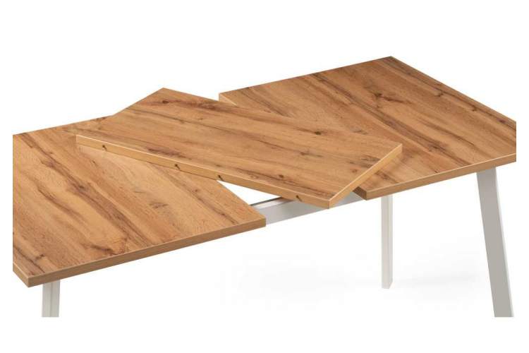 Стол деревянный раскладной Колон Лофт 120 25 мм дуб вотан / белый матовый-4