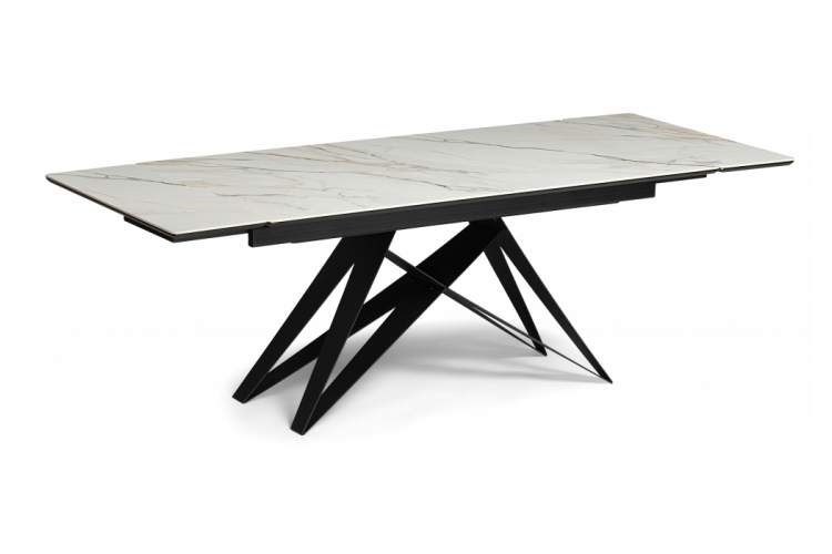 Керамический стол Блэкберн 160(220)х89 белый gilt white / черный