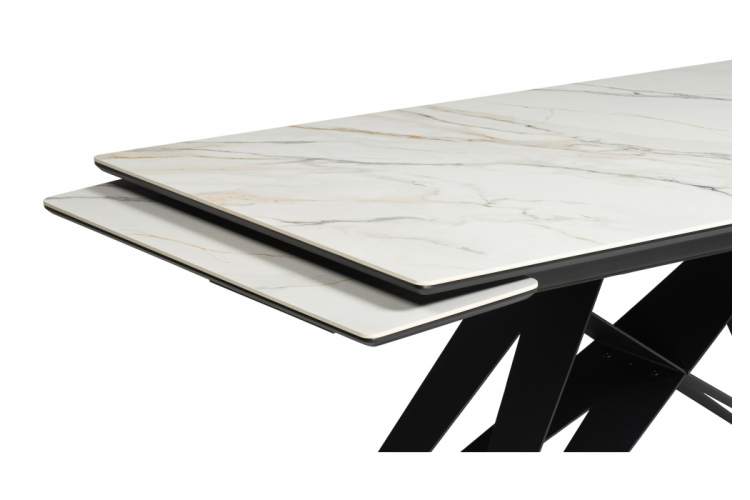 Керамический стол Блэкберн 160(220)х89 белый gilt white / черный-5