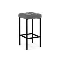 Барный стул Лофт кож.зам. темно-серый / черный матовый