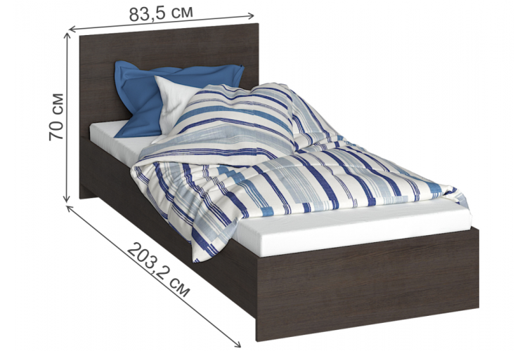 Кровать Адайн 80х200 венге / венге-1