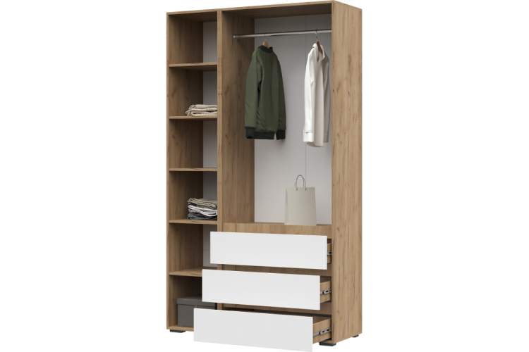 Шкаф Элла ШК 06 белый / дуб крафт золото-2