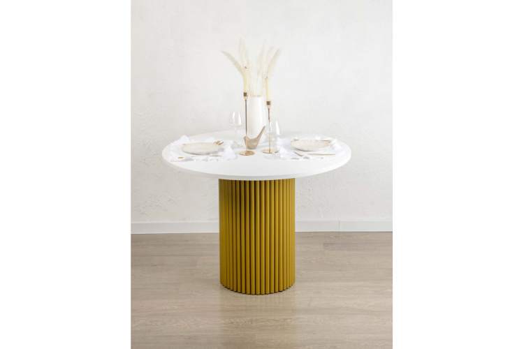 Стол деревянный Барел 100 белый / золото-10