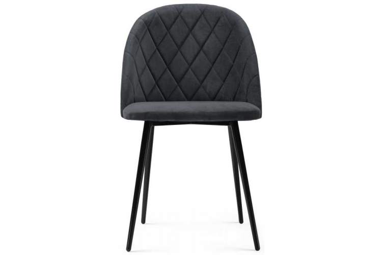 Стул на металлокаркасе Зест микровелюр серый / черный глянец-1