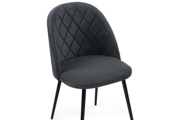 Стул на металлокаркасе Зест микровелюр серый / черный глянец-4