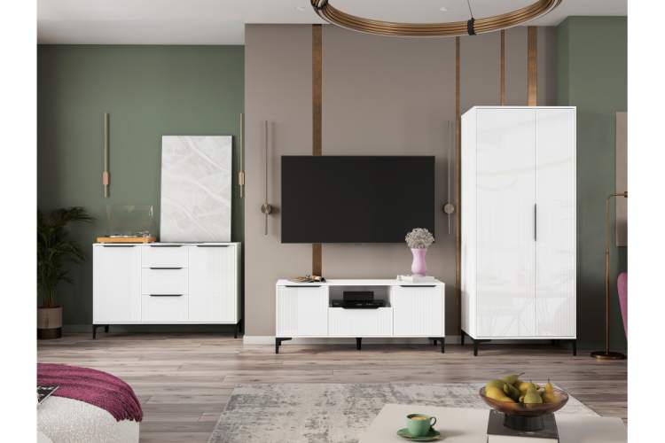 Готовая гостиная Иадама белый / белый глянец комплектация 1