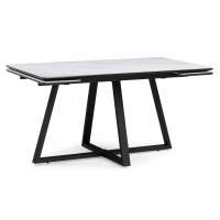 Керамический стол Памелла 140(200)х80х75 белый мрамор snow white / черный