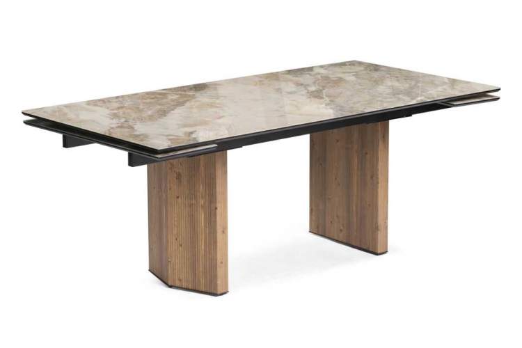 Стол стеклянный Монерон 200(260)х100х77 каталония / орех кантри