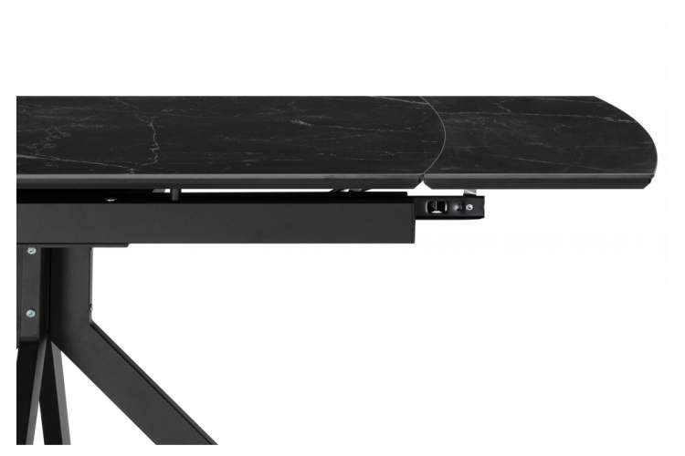 Керамический стол Катчел 120(180)x80 черный мрамор / черный-12