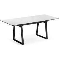 Керамический стол Джек 140(200)х80 белый мрамор alpin white / черный