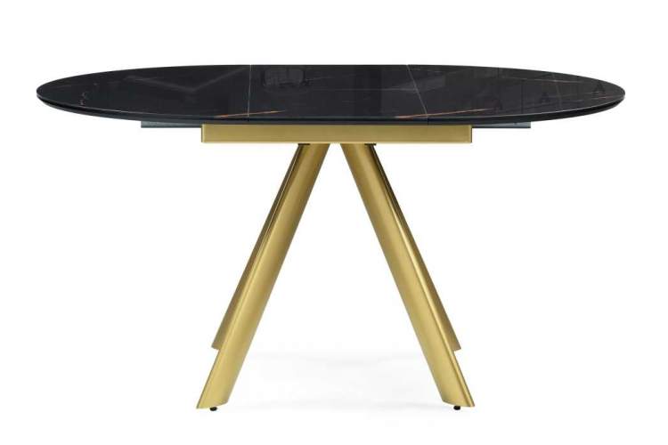 Стол стеклянный Галвестон 100х76 обсидиан / черный / золото-2